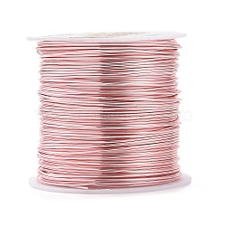 Round Copper Craft Wire Copper Beading Wire, Long-Lasting Plated, Pink, 21 Gauge, 0.7mm, about 42.65 Feet(13m)/roll(CWIR-F001-RG-0.7mm)