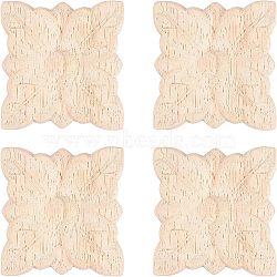 Olycraft Rubber Wood Carved Onlay Applique Craft, Unpainted Onlay Furniture Home Decoration, Flower, BurlyWood, 5x5x0.7cm(AJEW-OC0001-46)