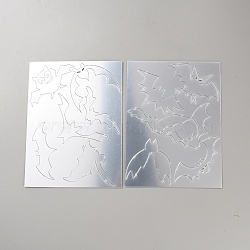 2Pcs/set Halloween Acrylic Stickers, Self-Adhesive Decorative Stickers, Bat, Silver, 199x149x0.8mm(DIY-WH20013-12)