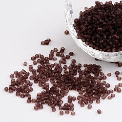 Glass Seed Beads, Frosted Colors, Round, Rosy Brown, 2mm(SEED-A008-2mm-M16)