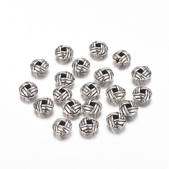 Zinc Alloy Spacer Beads, Flat Round, Cadmium Free & Lead Free, Antique Silver, 6x3.2mm, Hole: 2mm