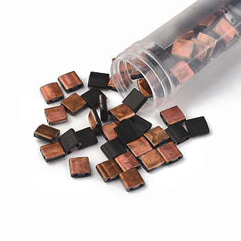 MIYUKI TILA Beads, Japanese Seed Beads, 2-Hole, (TL4562) Sunset Matte, (TL4562) Sunset Matte, 5x5x1.9mm, Hole: 0.8mm, about 5900pcs/500g