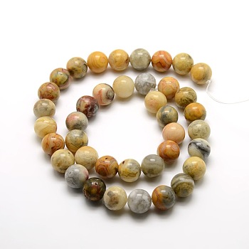 Round Natural Crazy Agate Beads Strands, 10mm, Hole: 1mm, about 39pcs/strand, 15.7 inch