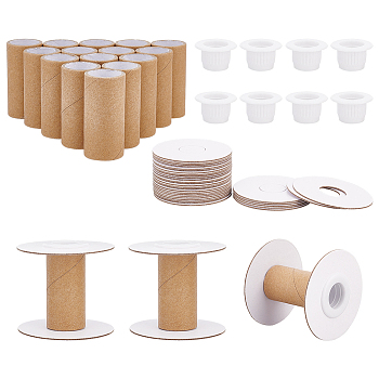 Elite Paper Thread Winding Bobbins, with Plastic Finding, for Cross-Stitch Embroidery Sewing Tool, BurlyWood, 59x50mm, 16 sets/box