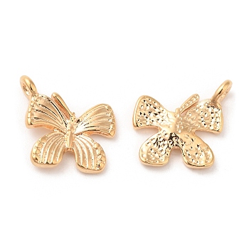 Brass Pendants, Butterfly Charm, Real 18K Gold Plated, 17x14x3.5mm, Hole: 1.8mm