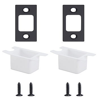 2 Sets 201 Stainless Steel Door Reinforcement Plate with Screws, Black, 6.7x2.6x0.2cm