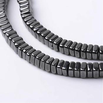 Non-Magnetic Synthetic Hematite Beads Strands, Square Heishi Beads, Hematite Plated, 4x4x2mm, Hole: 1mm, about 210pcs/strand, 15.7 inch