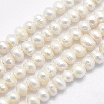 Natural Cultured Freshwater Pearl Beads Strands, Potato, Beige, 3~4mm, Hole: 0.8mm, about 93pcs/strand, 13.98 inch(35.5cm)