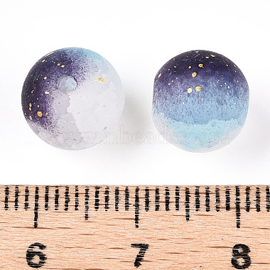 Frosted Baking Painted Crackle Glass Beads with Glitter Powder(X-DGLA-T004-01J)-3