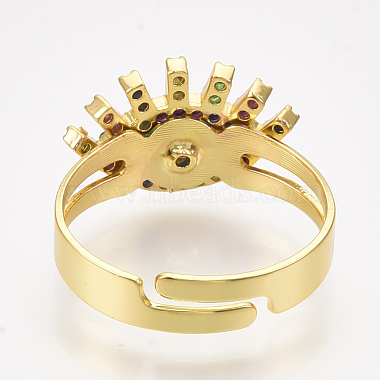 調節可能な真鍮製マイクロパヴェジルコニア製指輪(RJEW-S044-026)-3