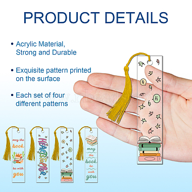 4 Patterns Rectangle Waterproof Acrylic Bookmarks Set(DIY-GL0004-50B)-4