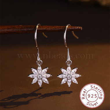 Clear Snowflake Sterling Silver Earrings