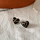 Heart & Word Love Enamel Asymmetrical Earrings(EJEW-Z018-02B)-1