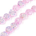 Electroplate Glass Beads Strands, Flower, AB Color Plated, Pearl Pink, 12.5x14x8.5mm, Hole: 1mm, about 50~51pcs/strand, 23.46''~23.86''(59.6~60.6cm)(EGLA-K061-09A-AB04)