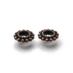 Tibetan Style Alloy Spacer Beads, Flat Round, Red Copper, 8x2.5mm, Hole: 3mm, about 2857pcs/1000g(AL-CBA3B63-02R)