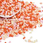 Glass Seed Beads, Round Hole, Peanut, Orange, 3.5x6x3.5mm, Hole: 0.8mm, about 100pcs/10g(X1-SEED-K010-03N)