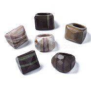 Natural Banded Jasper Rings, Wide Band Rings, US Size 8(18mm)(G-S299-128)