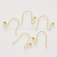 Brass Earring Hooks, Ear Wire, Real 18K Gold Plated, Nickel Free, 21.5x18.5x1mm,  Pin: 1mm, Grape: 3.5x3.5x4mm.(X-KK-N216-29)