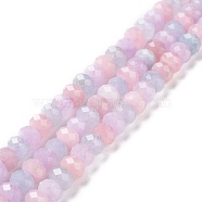 Natural Aquamarine & Rose Quartz & Amethyst Beads Strands, Faceted, Rondelle, 8x5mm, Hole: 1mm, about 68pcs/strand, 15.31''(38.9cm)(G-H280-03)