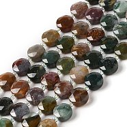 Natural Indian Agate Bead Strands, Faceted, Flat Round, 10~10.5x10.5~11x5.5~6mm, Hole: 1mm, about 29pcs/strand, 14.76 inch(37.5cm)(G-C116-A09-01)