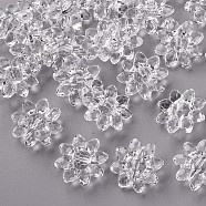 Transparent Acrylic Beads, Faceted, Flower, Clear, 29x12mm, Hole: 3mm, about 200pcs/500g(TACR-491-01)