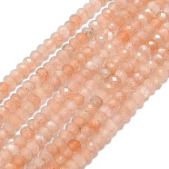 Natural Peach Moonstone Beads Strands, Faceted, Rondelle, 2~2.5x2mm, Hole: 0.5mm, about 223~226pcs/strand, 14.96~15.16 inch(38~38.5cm)(G-G106-A35-01)