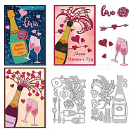 Valentine's Day Champagne Carbon Steel Cutting Dies Stencils, for DIY Scrapbooking, Photo Album, Decorative Embossing Paper Card, Drink, 100~106x138~139x0.8mm, 2pcs/set(DIY-WH0309-3309)