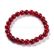 Dyed Natural Jade Beads Stretch Bracelets, Round, Red, Inner Diameter: 2-1/4 inch(5.7cm), Bead: 8~8.5mm(BJEW-G633-B-13)
