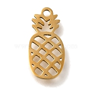 201 Stainless Steel Pendants, Fruit Charms, Pineapple, 14.5x7x1mm, Hole: 1.2mm(STAS-R136-01G-03)