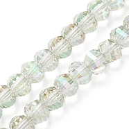 Electroplate Transparent Glass Beads Strands, Faceted, Rondelle, Honeydew, 8x6mm, Hole: 1.2mm, about 80pcs/strand, 19.29''(49cm)(EGLA-K015-13C)