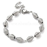 Non-Tarnish 304 Stainless Steel Bicone Link Chain Bracelets for Women, Stainless Steel Color, 7-1/4 inch(18.5cm)(BJEW-G712-05P)