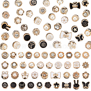 Nbeads 120Pcs 40 Style Half Round & Bowknot & Star & Flower Small Instant Buttons Brooch Pins, Alloy Safety Lapel Pins for Collar Hat Bags, Light Gold, Mixed Color, 8~18.5x8~18.5x2~6mm, Pin: 1mm, 3Pcs/style(DIY-NB0007-34)