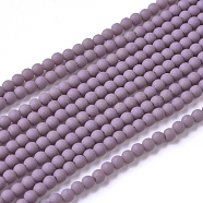 Frosted Opaque Glass Bead Strands, Round, Medium Purple, 2.5~3mm, Hole: 0.7mm, about 150pcs/strand, 15.35 inch(39cm)(FGLA-G002-A05)