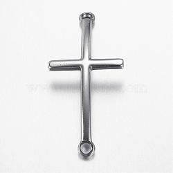 304 Stainless Steel Links connectors, Sideways Cross, Stainless Steel Color, 49x22x2.5mm, Hole: 3mm(STAS-G108-43)