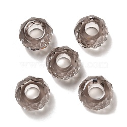 Transparent Resin European Beads, Large Hole Beads, Faceted, Rondelle, Rosy Brown, 13.5x8mm, Hole: 5.5mm(RESI-B020-05J)