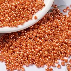 MIYUKI Round Rocailles Beads, Japanese Seed Beads, (RR423) Opaque Light Orange Luster, 8/0, 3mm, Hole: 1mm, about 422~455pcs/10g(X-SEED-G008-RR0423)