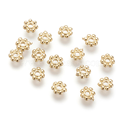 Brass Daisy Spacer Beads, Flower, Nickel Free, Real 18K Gold Plated, 5x1.5mm, Hole: 1.5mm(X-KK-T014-43G)