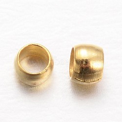 Rondelle Brass Crimp Beads, Golden, 2x1mm, Hole: 1mm, about 1000pcs/10g(X-KK-L134-27G)