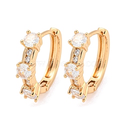 Brass Micro Pave Cubic Zirconia Hoop Earrings, Ring, Light Gold, 18x4.5mm(EJEW-A107-11A-KCG)