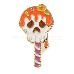 Halloween Theme Enamel Pins, Alloy Brooch, Skull Lollipop, 32.5x18mm(JEWB-Z030-01D)