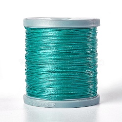 Waxed Polyester Cord, Micro Macrame Cord, Bracelets Making Cord, for Leather Projects, Handcraft, Bookbinding, Flat, Teal, 0.8x0.2mm, about 164.04 yards(150m)/roll(YC-E002-0.8mm-B811)
