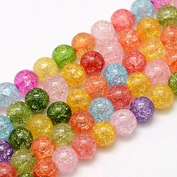 Synthetic Crackle Quartz Round Beads Strands, Dyed & Heated, Mixed Color, 6mm, Hole: 1mm, about 73pcs/strand, 16.14 inch(G-L155-6mm-01)