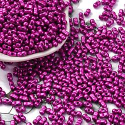 Baking Paint Glass Seed Beads, Metallic Colours, Peanut, Magenta, 6x3.5x3mm, Hole: 1mm, about 4500pcs/pound(SEED-L011-12A-07)