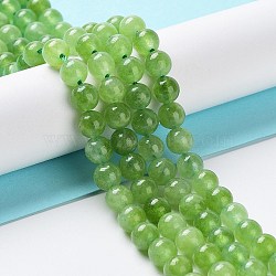 Dyed Natural Malaysia Jade Beads Strands, Round, Yellow Green, 6mm, Hole: 1mm, about 31pcs/strand, 7.48 inch(19cm)(G-G021-02A-04)