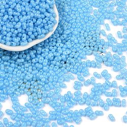 Baking Paint Glass Seed Beads, Peanut, Light Sky Blue, 6x3.5x3mm, Hole: 1mm, about 4500pcs/pound(SEED-L011-09A-06)