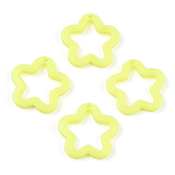Opaque Acrylic Pendants, Star, Champagne Yellow, 28.5x29.5x4mm, Hole: 1.8mm, about 349Pcs/500G