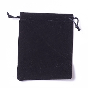Velvet Packing Pouches, Drawstring Bags, Black, 15~15.2x12~12.2cm