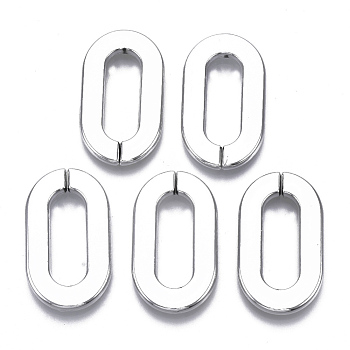 CCB Plastic Linking Rings, Quick Link Connectors, For Jewelry Paperclip Chains, Drawn Elongated Cable Chains Making, Oval, Platinum, 36.5x20.5x3.5mm, Inner Diameter: 8x24mm