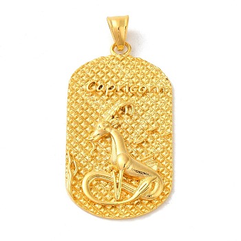 316L Surgical Stainless Steel Big Pendants, Real 18K Gold Plated, Oval with Constellations Charm, Capricorn, 53x29x4mm, Hole: 8x5mm