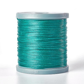 Waxed Polyester Cord, Micro Macrame Cord, Bracelets Making Cord, for Leather Projects, Handcraft, Bookbinding, Flat, Teal, 0.8x0.2mm, about 164.04 yards(150m)/roll